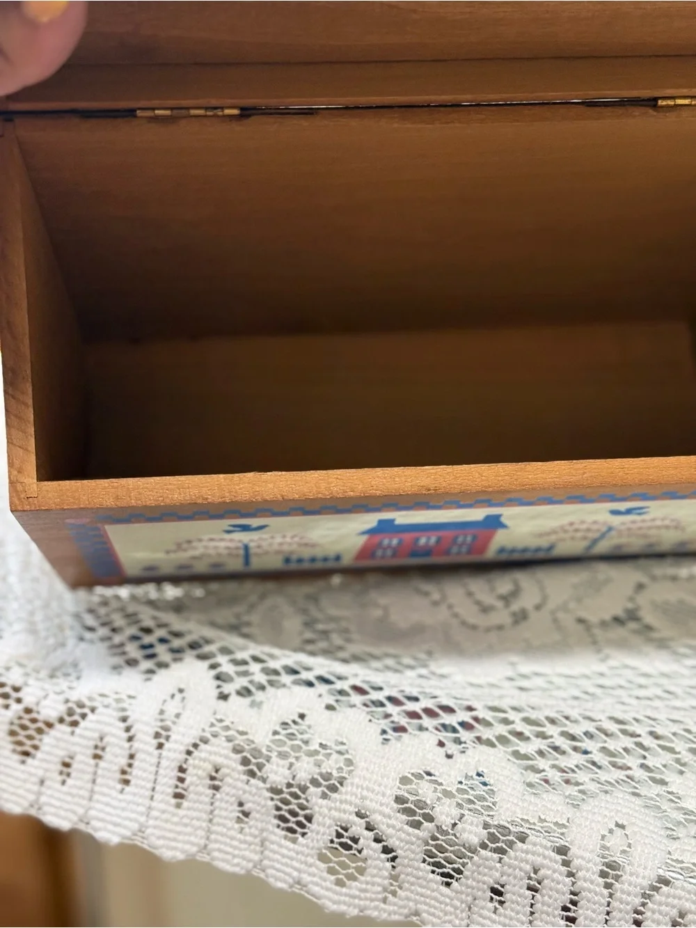Vintage American Country Home Wood Box Organizer Recipe Card Primitive House